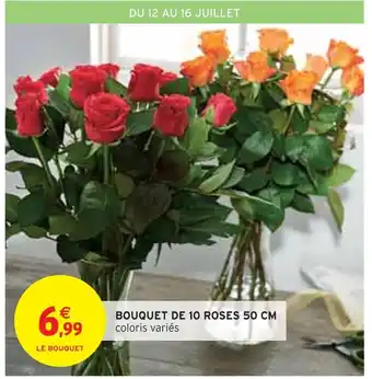 Intermarché Bouquet de 10 roses 50 cm offre
