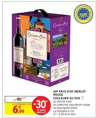 Intermarché Couleurs du sud igp pays d'oc merlot rouge offre