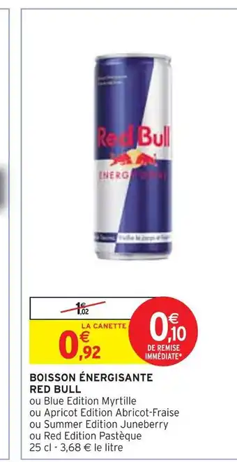Intermarché Red bull boisson énergisante offre