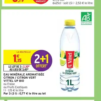 Intermarché Vittel eau minérale aromatisée citron / citron vert up bio offre