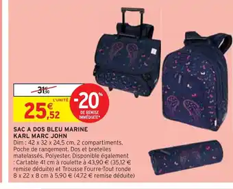 Intermarché Karl marc john sac a dos bleu marine offre