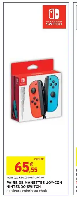 Intermarché Nintendo paire de manettes joy-con nintendo switch offre