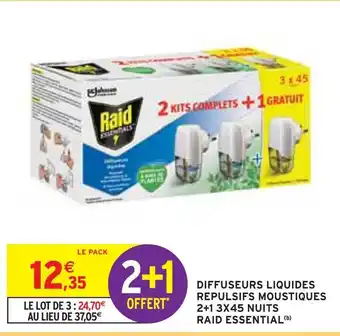 Raid diffuseurs liquides repulsifs moustiques 2+1 3x45 nuits essential(b)