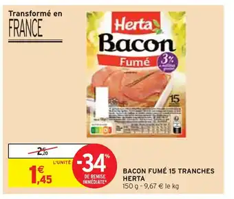 Intermarché Herta bacon fumé 15 tranches offre