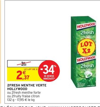 Intermarché Hollywood 2fresh menthe verte offre