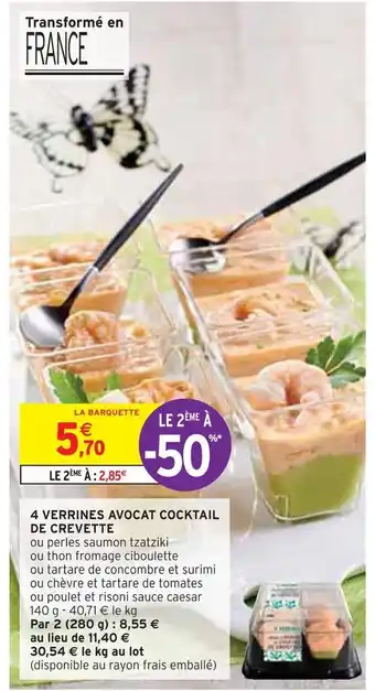 Intermarché 4 verrines avocat cocktail de crevette offre
