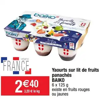 Cora x Carrefour Baiko yaourts sur lit de fruits panachés offre