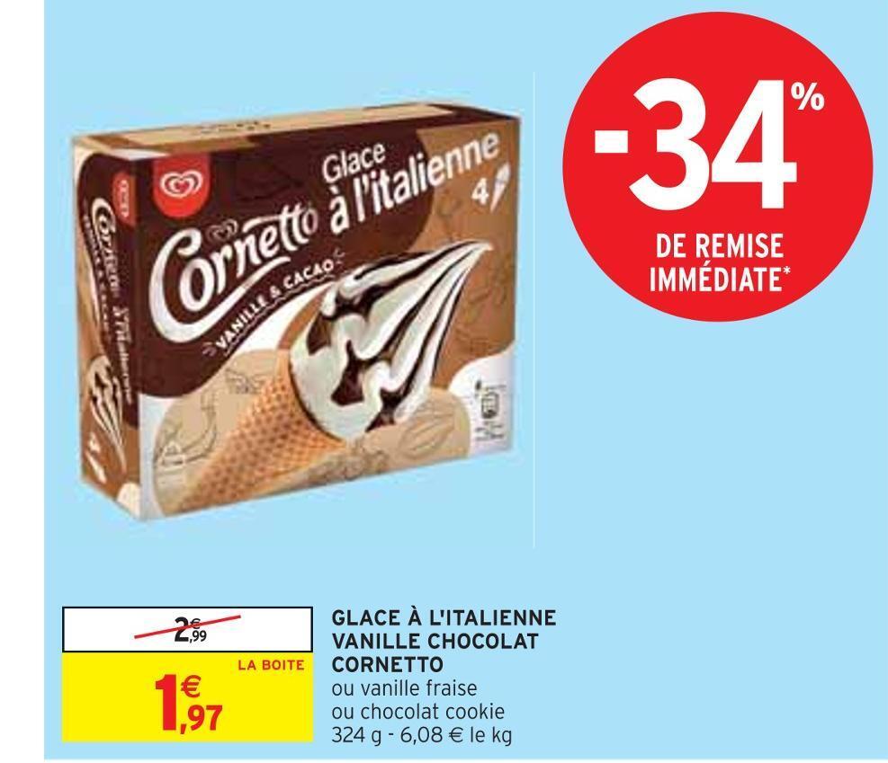 Promo glace à l'italienne vanille chocolat chez Intermarché