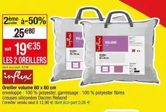 Cora x Carrefour Influx oreiller volume 60 x 60 cm offre