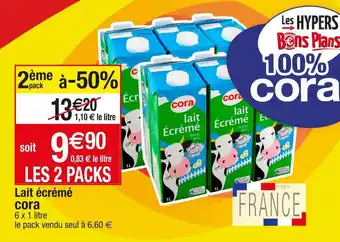 Cora x Carrefour Cora lait écrémé offre