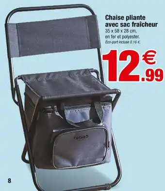 Bazarland Cook chaise pliante avec sac fraîcheur offre