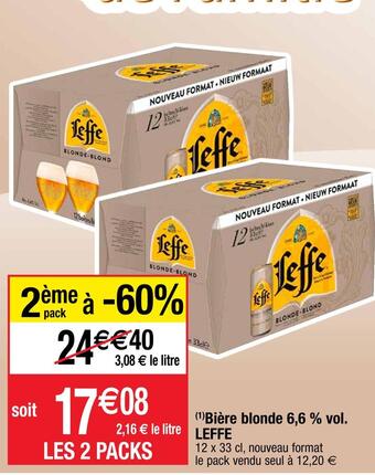 Cora x Carrefour Leffe bière blonde 6,6 % vol. offre