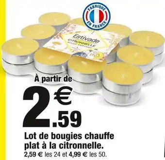 Bazarland Estivade lot de bougies chauffe plat à la citronnelle offre