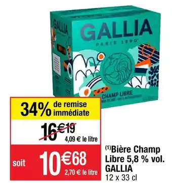 Cora x Carrefour Gallia bière champ libre 5,8 % vol. offre