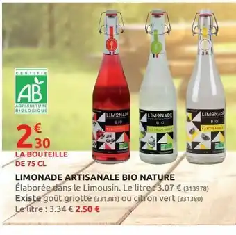 Rural Master Limonade artisanale bio nature offre