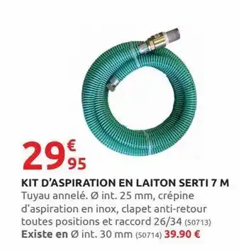 Rural Master Kit d`aspiration en laiton serti 7m offre