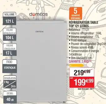 Cora x Carrefour RÉFRIGÉRATEUR TABLE TOP 121 offre