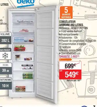 Cora x Carrefour CONGÉLATEUR ARMOIRE 180 LITRES offre