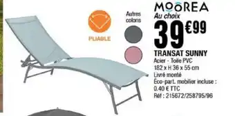 La Foir'Fouille TRANSAT SUNNY Acier - Toile PVC 182 x H 36 x 55 cm Livré monté offre