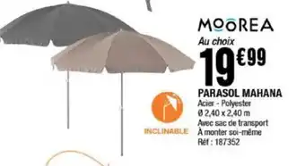 La Foir'Fouille PARASOL MAHANA Acier - Polyester Ø2,40 x 2,40 m offre
