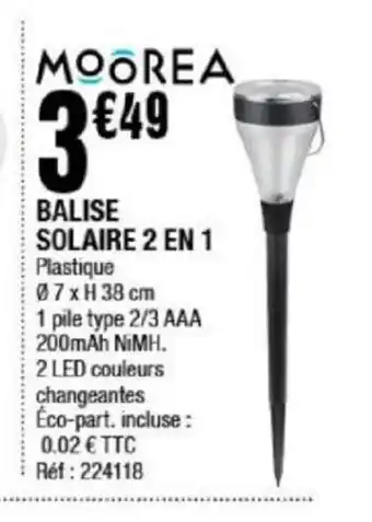 La Foir'Fouille BALISE SOLAIRE 2 EN 1 Plastique offre