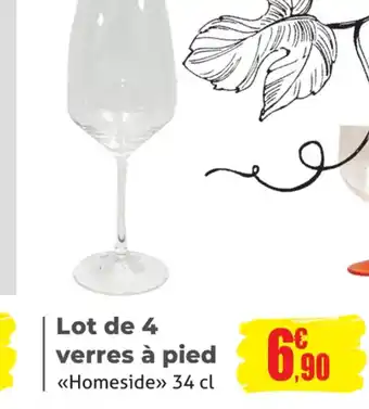 E.Leclerc Lot de 4 verres à pied 6.90 offre