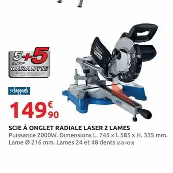 Rural Master Scie à onglet radiale laser 2 lames offre