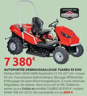 Rural Master Autoportée débroussailleuse tuareg 92 evo offre