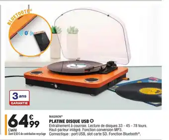 ALDI Platine disque usb offre