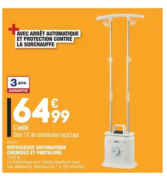ALDI Repasseuse automatique chemises et pantalons offre