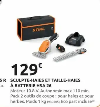 Rural Master SCULPTE-HAIES ET TAILLE-HAIES À BATTERIE HSA 26 offre