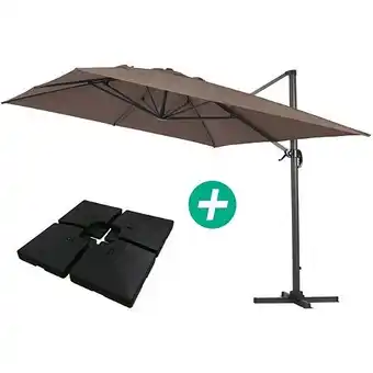 E.Leclerc Parasol jardin déporté alu sun 4 - rectangle - 3 x 4 m - taupe - dalles à lestées incluses offre