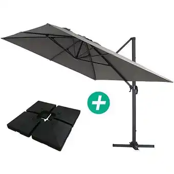 E.Leclerc Parasol jardin déporté alu sun 4 - rectangle - 3 x 4 m - gris - dalles à lestées incluses offre