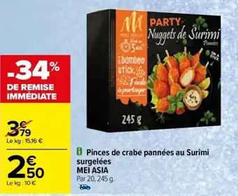 Carrefour Drive Pinces de crabe pannées au Surimi surgelées MEI ASIA offre