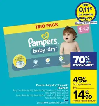 Carrefour Drive Couches baby-dry "Trio pack" PAMPERS offre