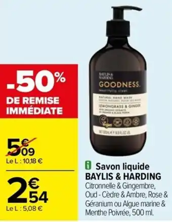 Carrefour Drive Savon liquide BAYLIS & HARDING offre