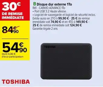 Carrefour Drive Disque dur externe 1To offre