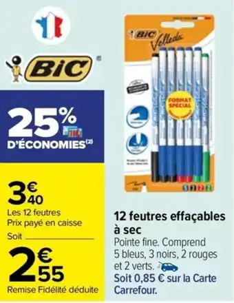 Carrefour Drive 12 feutres effaçables à sec offre