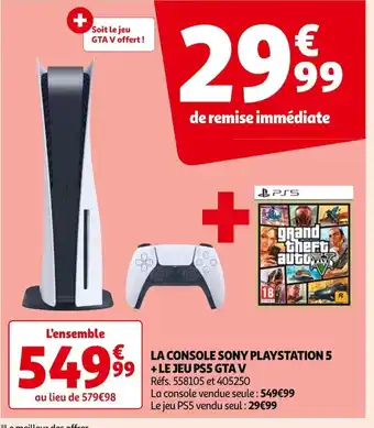 LA CONSOLE SONY PLAYSTATION 5 + LE JEU PS5 GTA V Réfs. 558105 et 405250