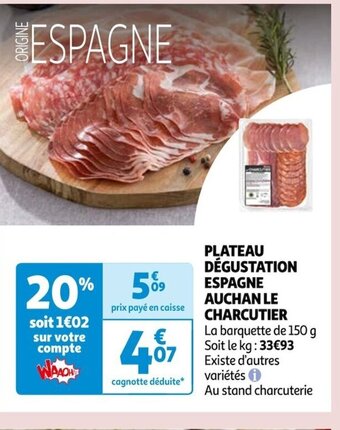 Auchan PLATEAU DÉGUSTATION ESPAGNE AUCHAN LE CHARCUTIER offre