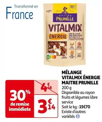 Auchan MÉLANGE VITALMIX ÉNERGIE MAITRE PRUNILLE offre