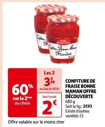 Auchan CONFITURE DE FRAISE BONNE MAMAN OFFRE DÉCOUVERTE 680 g offre