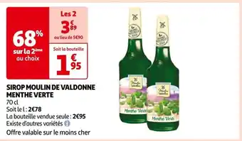 Auchan SIROP MOULIN DE VALDONNE MENTHE VERTE offre
