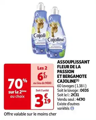 Auchan ASSOUPLISSANT FLEUR DE LA PASSION ET BERGAMOTE CAJOLINE (¹) offre
