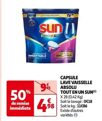 CAPSULE LAVE VAISSELLE ABSOLU TOUT EN UN SUN(¹) X 28 (0.42 Kg)
