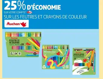 Auchan SUR LES FEUTRES ET CRAYONS DE COULEUR offre