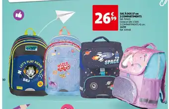 Auchan SAC À DOS 37 cm 2 COMPARTIMENTS offre