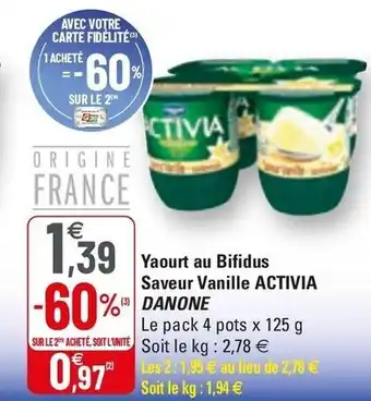 Yaourt Au Bifidus Saveur Vanille Activia