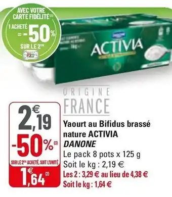 G20 Yaourt Au Bifidus Brassé Nature Activia offre