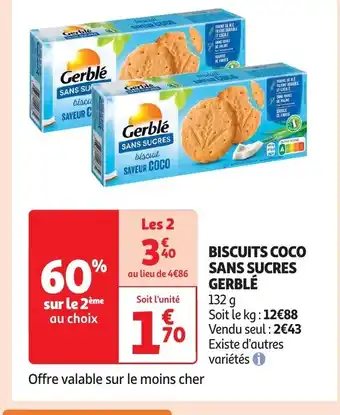 Auchan BISCUITS COCO SANS SUCRES GERBLÉ offre